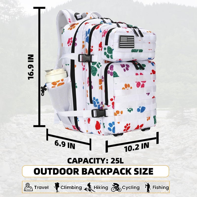 Lovelinks21 25L Tactical Military Backpack Small Travel Rucksack for Men and Women Assault Pack Bug Out Bag Molle Daypack Gym Backpack with Bottle Holder (Cat Paw) - Image 2
